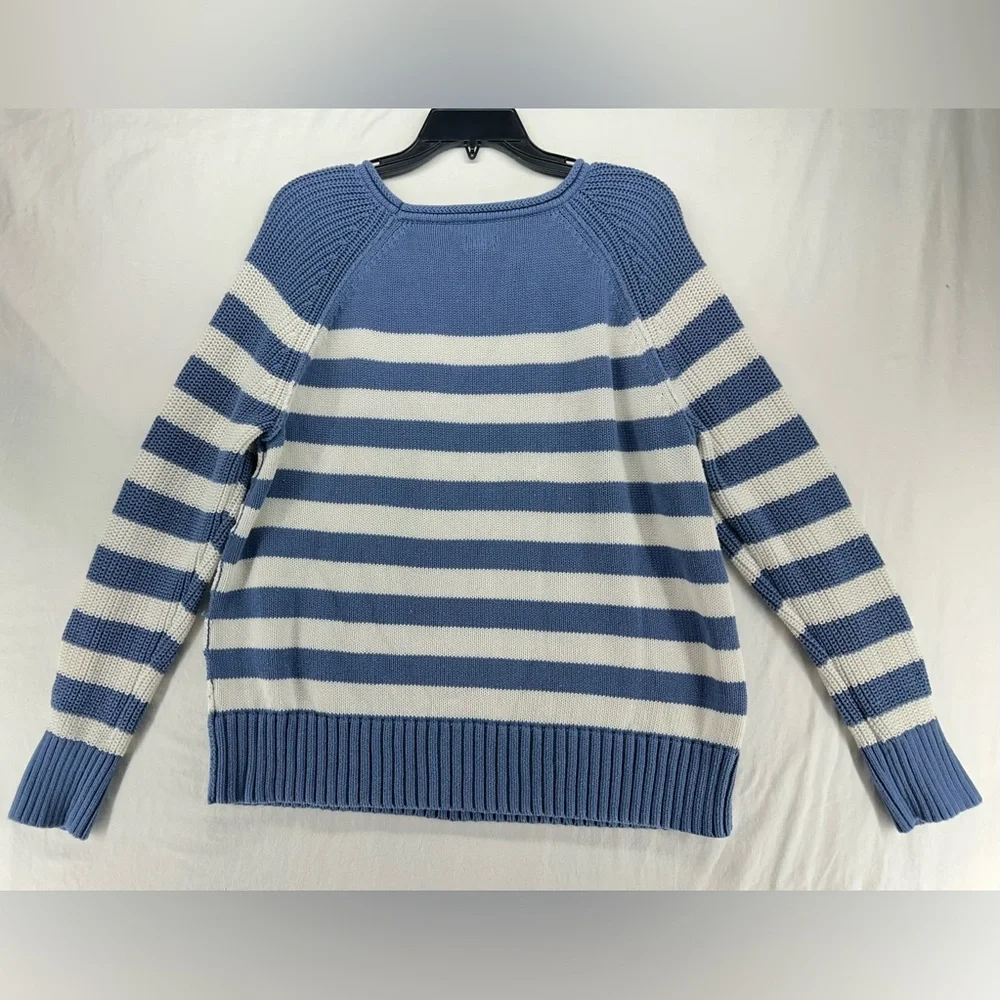 Aerie Striped Rolled Collared Sweater Blue‎ White Nautical Oversized Womens XS